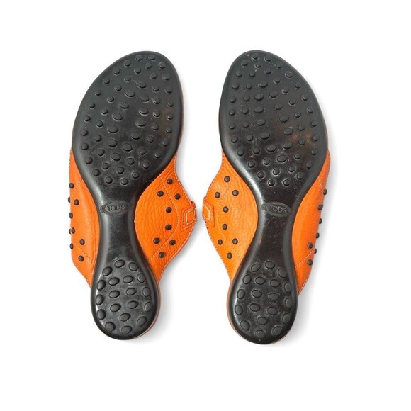TOD'S Orange Leather Slip-on Driving Thong  Sandals size 9 - Picture 5 of 10